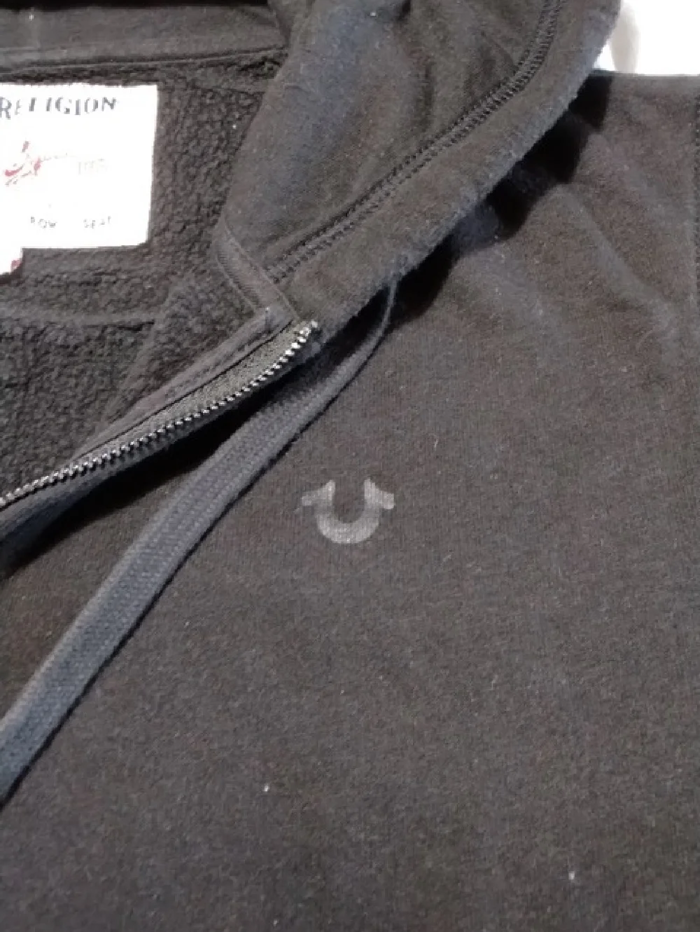 True Religion Black Zip-Up Hoodie W/Great Back Hit , L , $44
